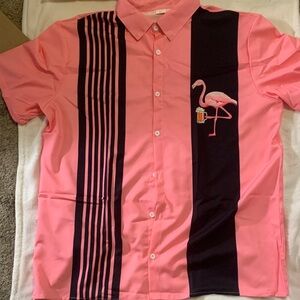 Vibrant Flamingo Print Men's Casual Shirt